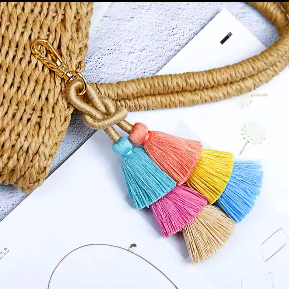 Beautiful Rainbow Tassels Bag charm / Keychain, New.